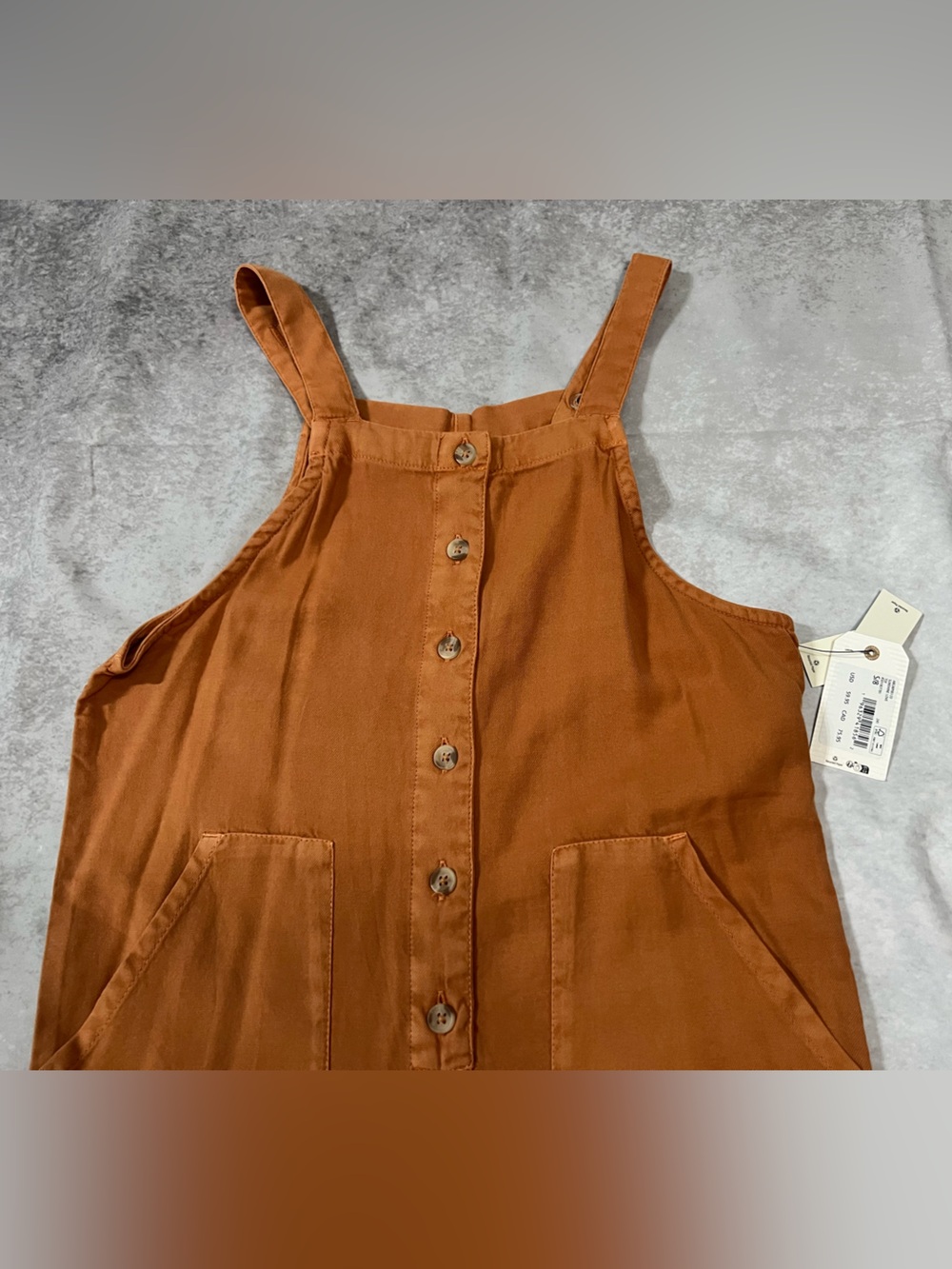 Billabong Rust Orange Button-Front Wide-Leg Jumpsuit - Picture 3 of 7
